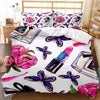3D Printed Microfiber Rainbow Butterfly Bedding Set for Girls Boys Children Solid Pattern with Polyester Filling