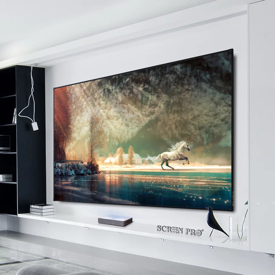 Tela de quadro fixo de filme de venda quente Tela UST ALR de 150 polegadas com tela de projeção de rejeição de luz ambiente HD 4K para cinema em casa