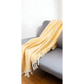 HMS 60\" X 50\" Blue and Off-White Woven Cotton Geometric Throw Blanket with Fringe Premium Product Category