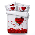 Conjunto de Cama de Luxo 4 Peças Rosas Vermelhas