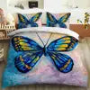 3D Printed Microfiber Rainbow Butterfly Bedding Set for Girls Boys Children Solid Pattern with Polyester Filling