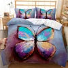 3D Printed Microfiber Rainbow Butterfly Bedding Set for Girls Boys Children Solid Pattern with Polyester Filling