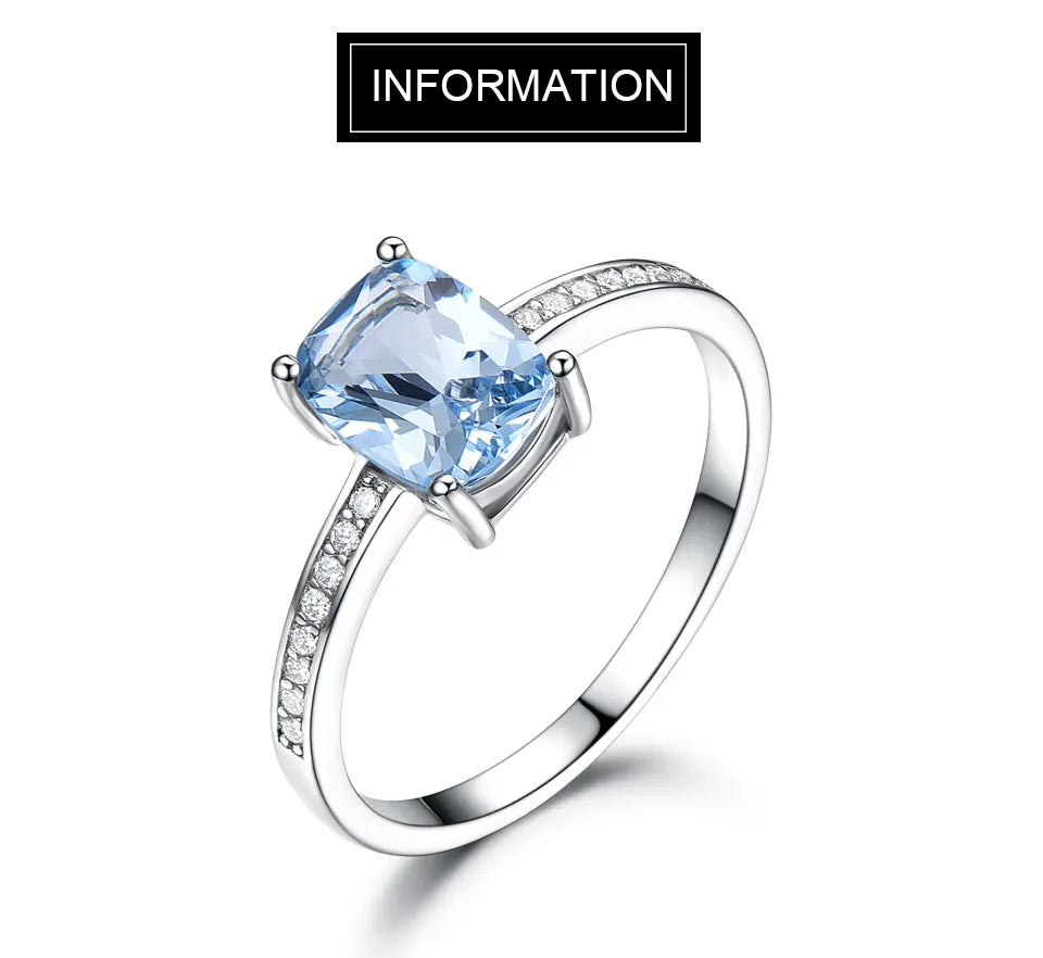 Anel Prata 925 Topázio Azul Noivado Romântico