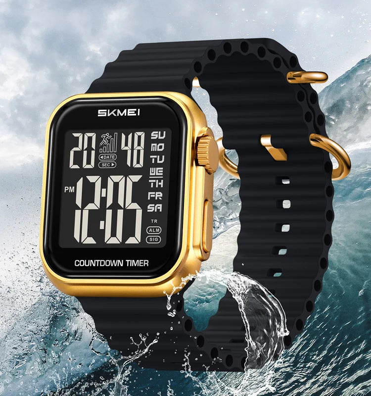 SKMEI 2269 Eletrônico Digital 3bar Relógio de Pulso à Prova D’Água Luz de Volta Tempo Display LED Relógio de Esportes ao Ar Livre Relógio Masculino Cronômetro Relógio