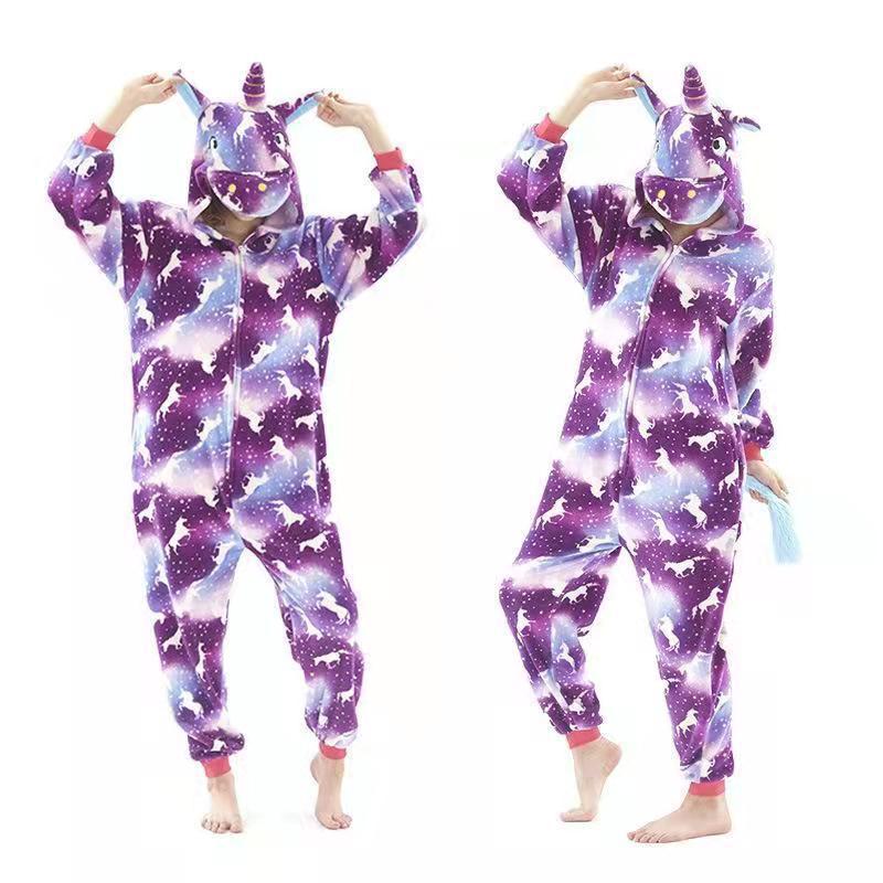 Cross-Border Cartoon One-Piece Pajamas Animal Flannel Winter Thickened Cross-Border Dinosaur Pegasus Tiger Unicorn