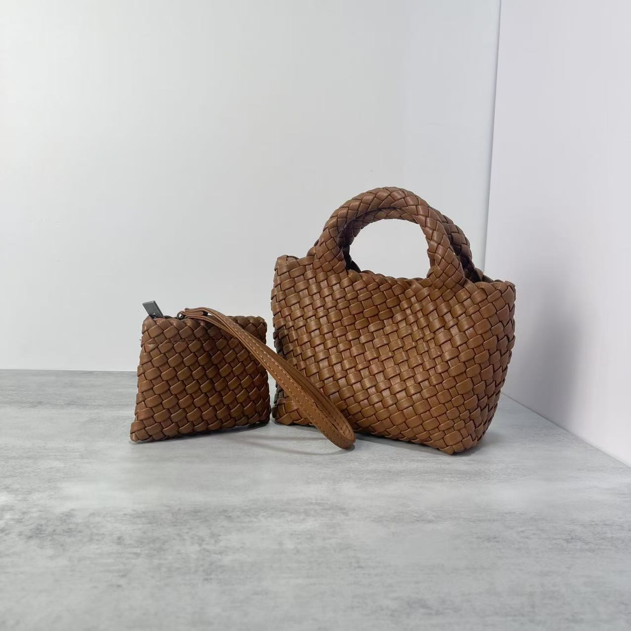 Bolsa Cestinha Trançada Estilo Coreano