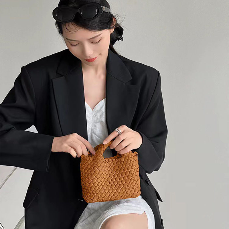 Bolsa Cestinha Trançada Estilo Coreano