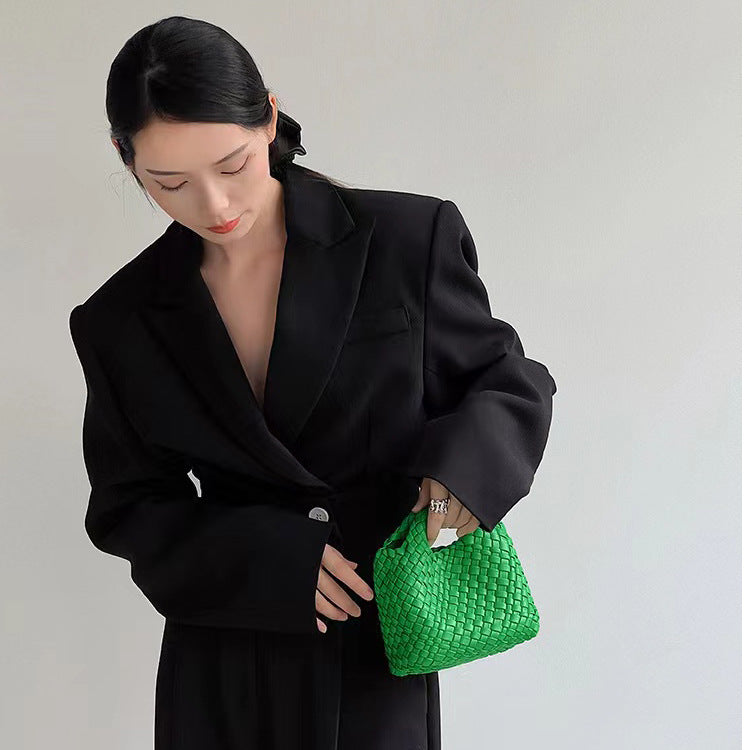 Bolsa Cestinha Trançada Estilo Coreano