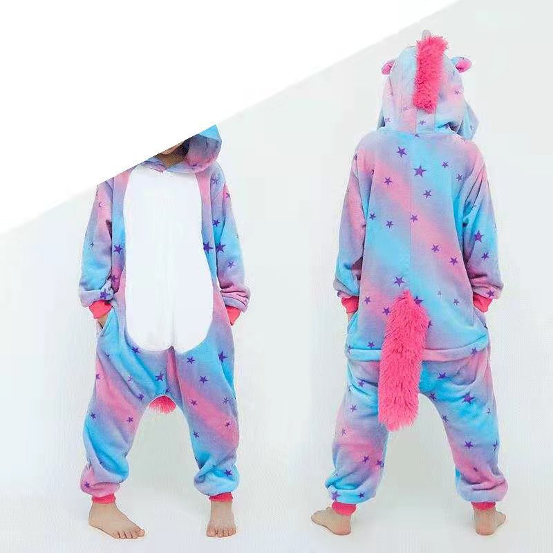 Cross-Border Cartoon One-Piece Pajamas Animal Flannel Winter Thickened Cross-Border Dinosaur Pegasus Tiger Unicorn