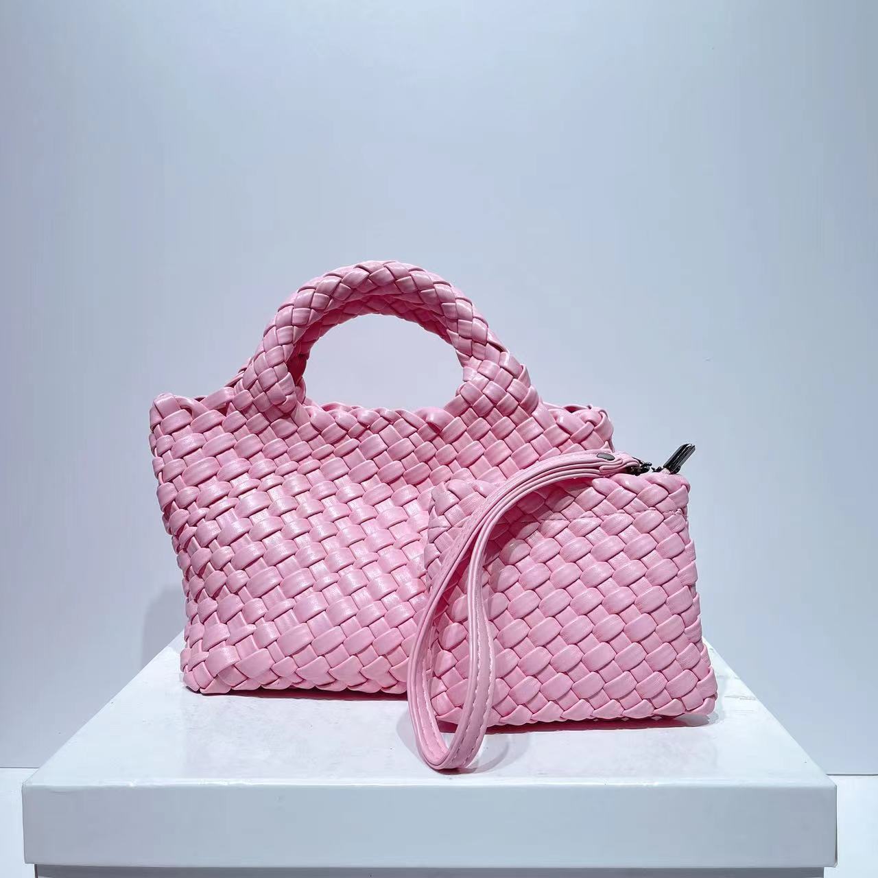 Bolsa Cestinha Trançada Estilo Coreano