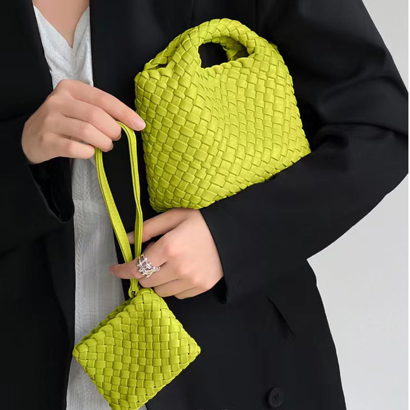 Bolsa Cestinha Trançada Estilo Coreano