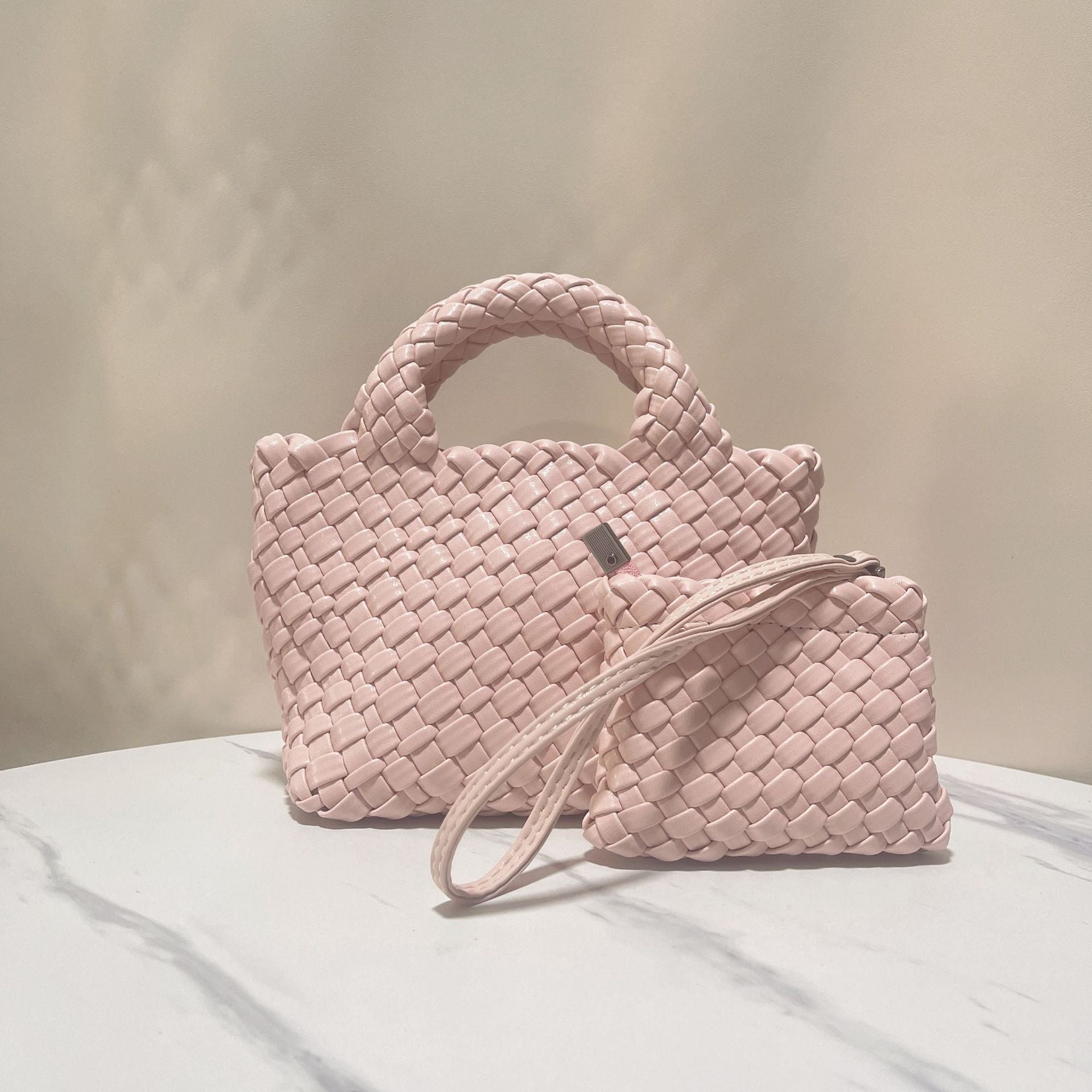 Bolsa Cestinha Trançada Estilo Coreano