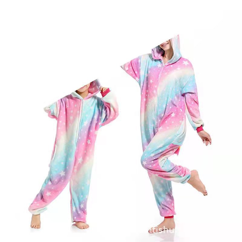 Cross-Border Cartoon One-Piece Pajamas Animal Flannel Winter Thickened Cross-Border Dinosaur Pegasus Tiger Unicorn