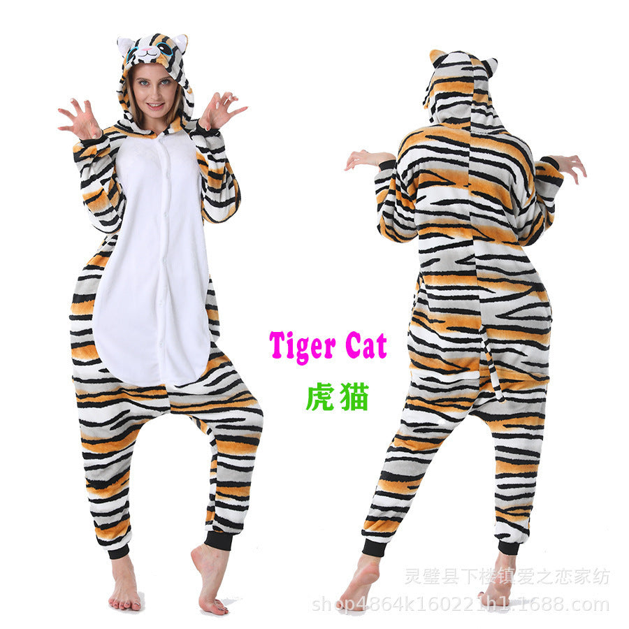Cross-Border Cartoon One-Piece Pajamas Animal Flannel Winter Thickened Cross-Border Dinosaur Pegasus Tiger Unicorn