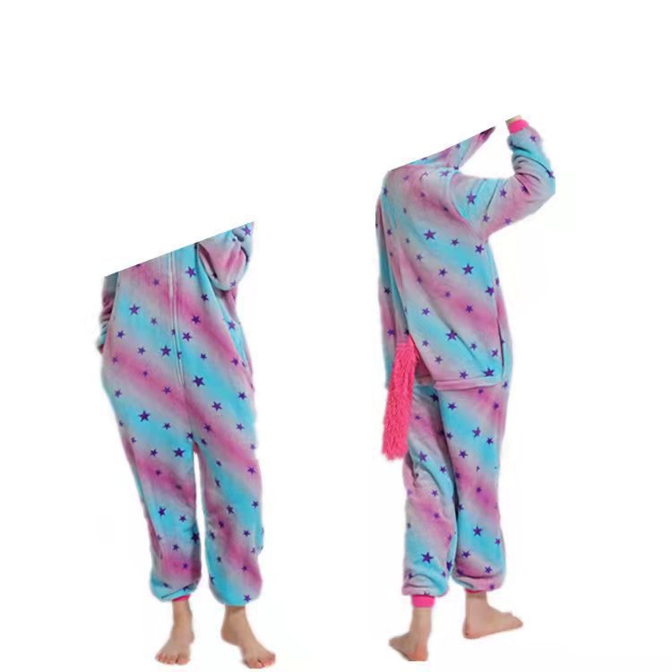 Cross-Border Cartoon One-Piece Pajamas Animal Flannel Winter Thickened Cross-Border Dinosaur Pegasus Tiger Unicorn