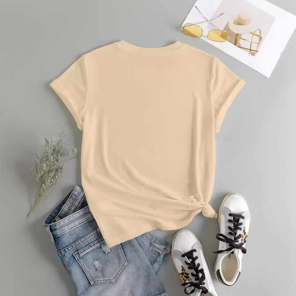 Fashion Joker Shoulder Short-sleeved T-shirt Rabbit Print