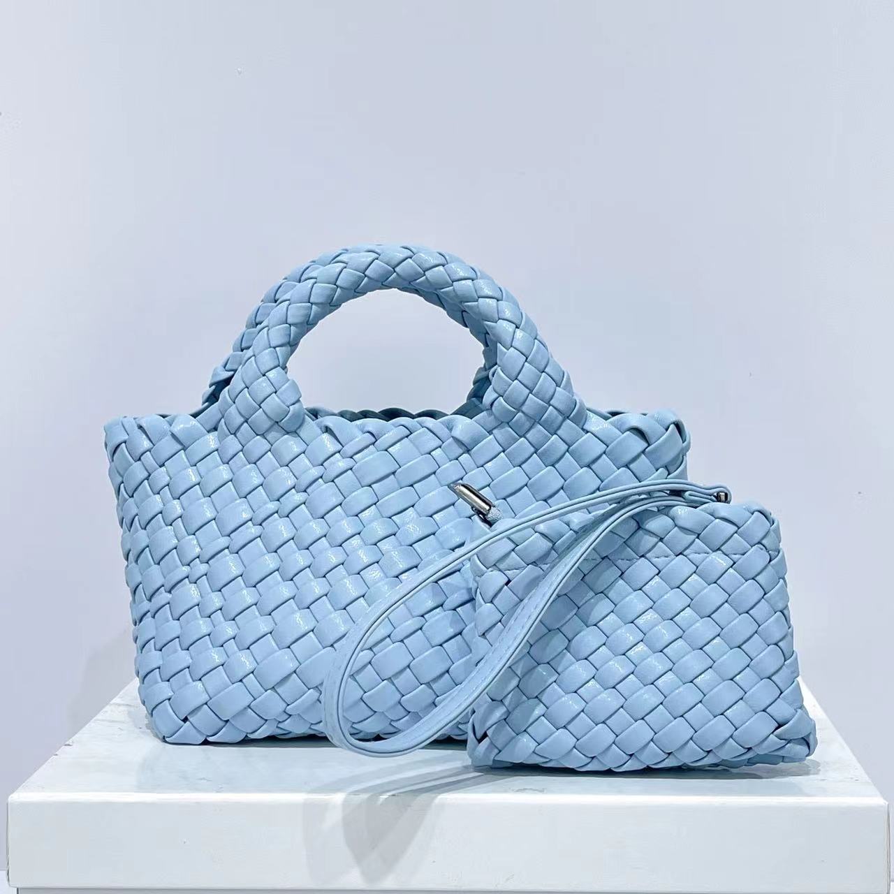 Bolsa Cestinha Trançada Estilo Coreano