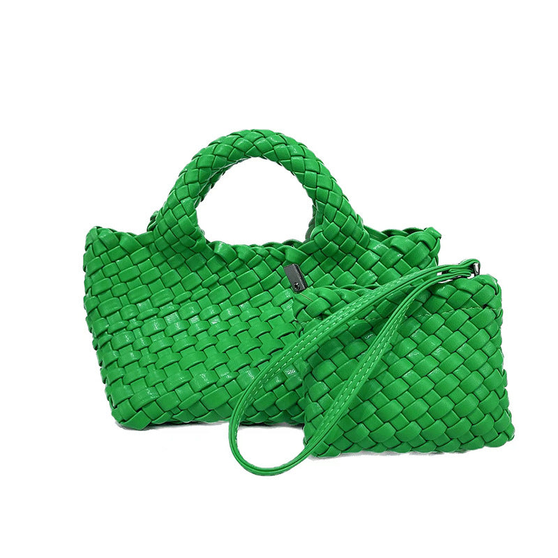 Bolsa Cestinha Trançada Estilo Coreano