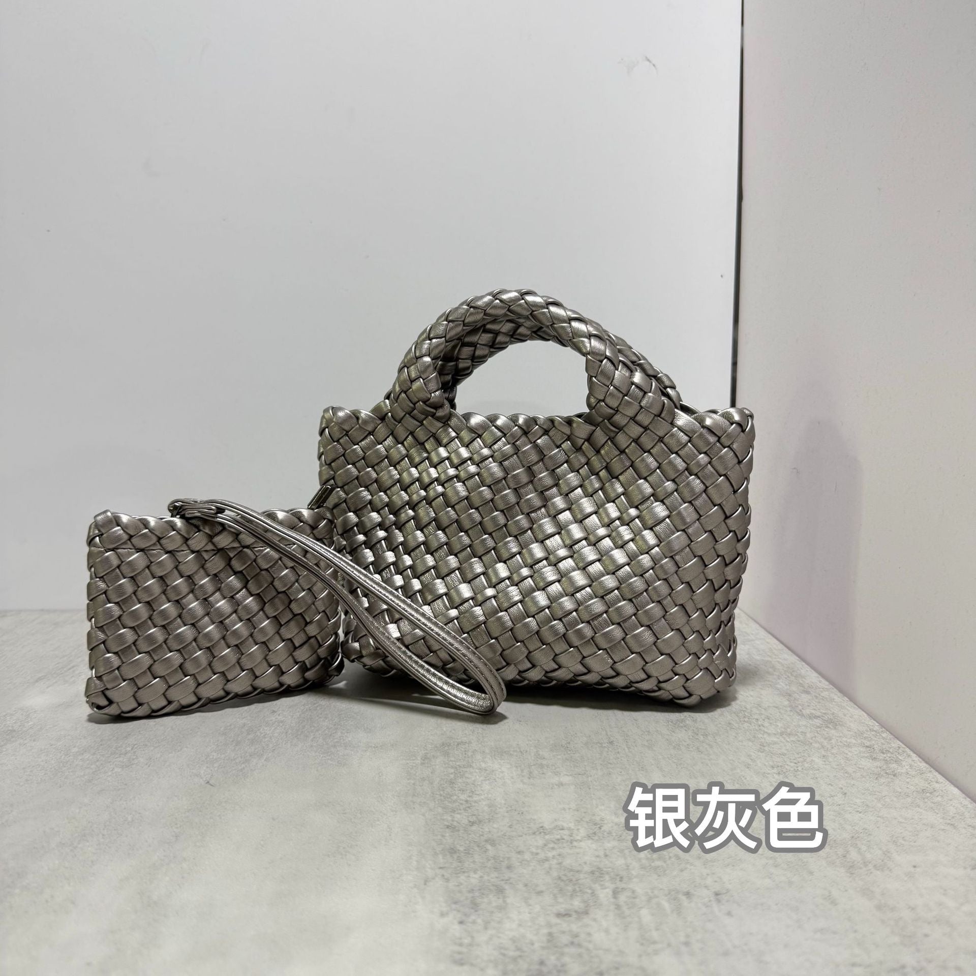 Bolsa Cestinha Trançada Estilo Coreano