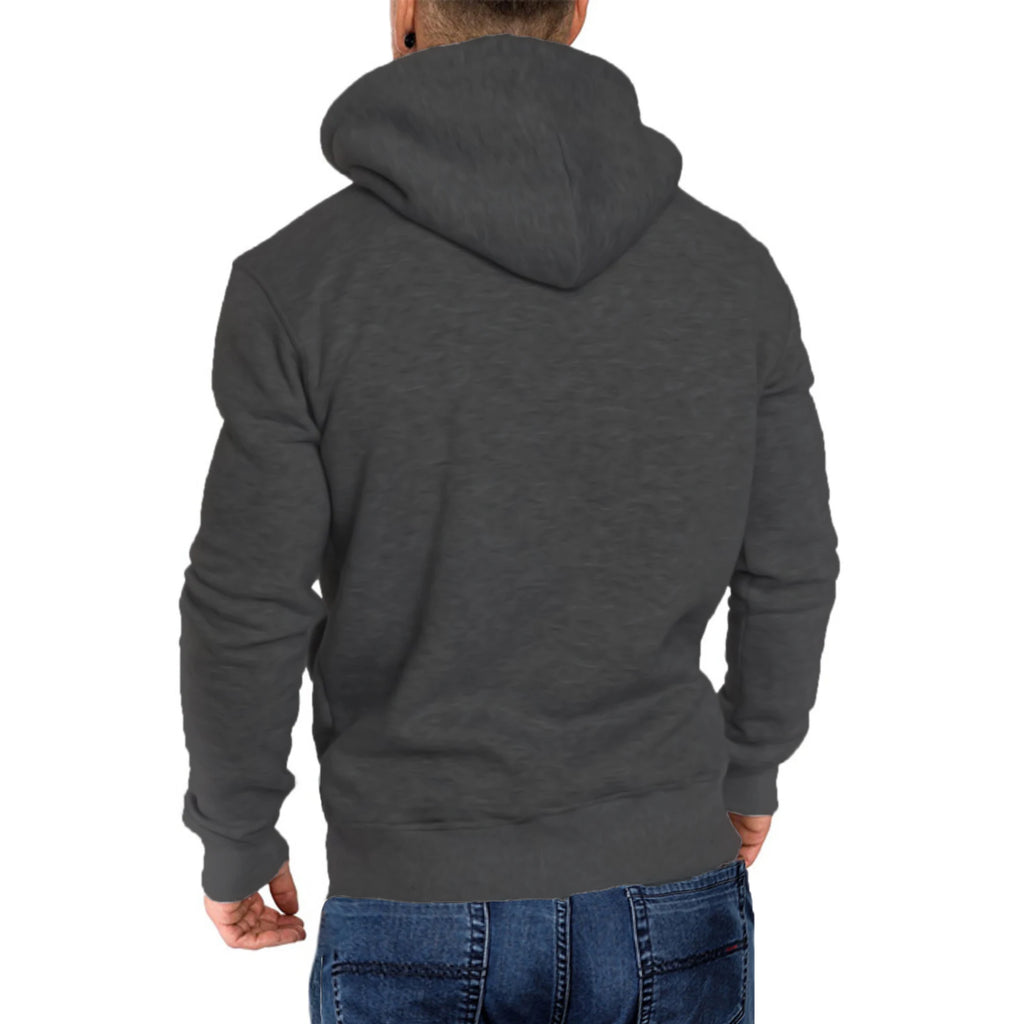 Men's autumn and winter solid color outdoor sports casual hoodie top