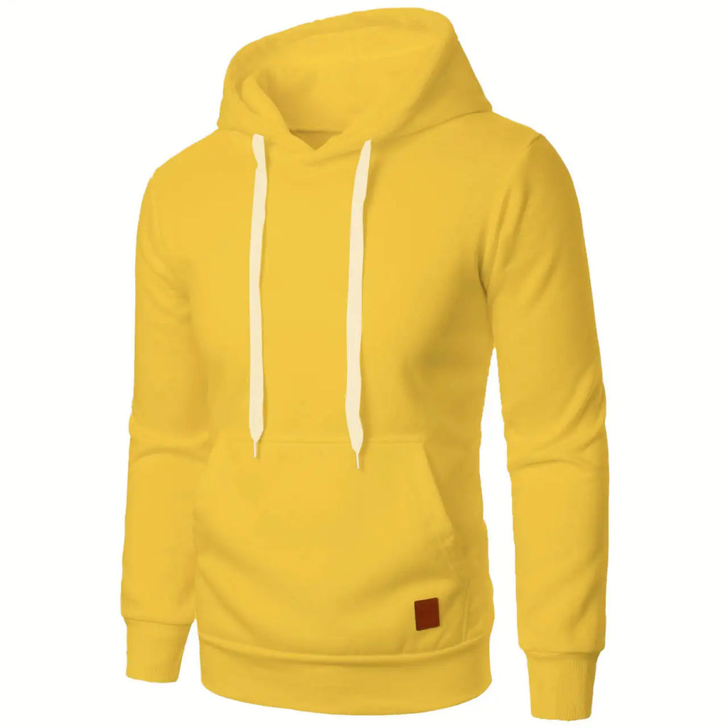 Men's autumn and winter solid color outdoor sports casual hoodie top