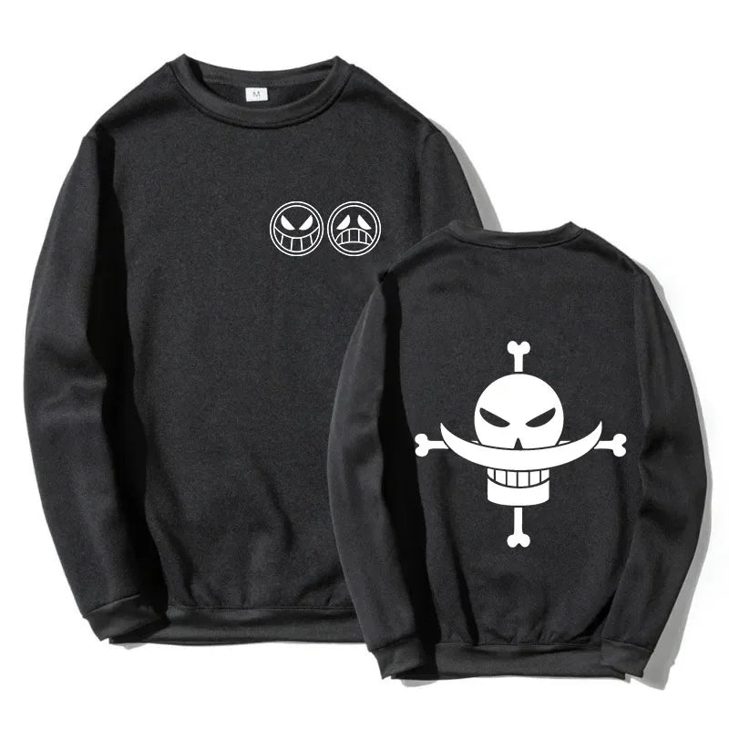 Autumn Men Anime Pirate Ace Edward Newgate Print Men's Pullover Casual Sweatshirts Unisex O-Neck Solid Hoodie Hip Hop Top