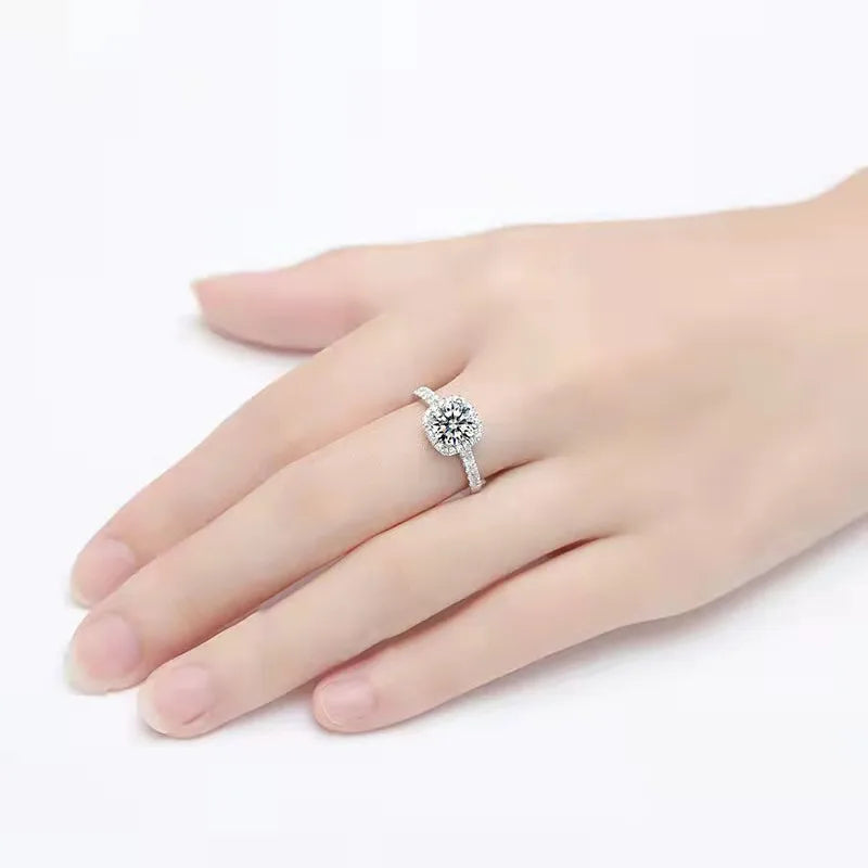 Anel Moissanite Quadrado 1-2ct Prata 925