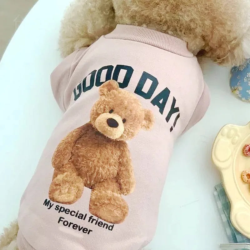 Autumn Dog Hoodies Cute Print Dog Clothing Fashion Puppy Sweatshirt Cartoon Bear Cat Hoodies Pet Pullovers Bichon Frise Costumes