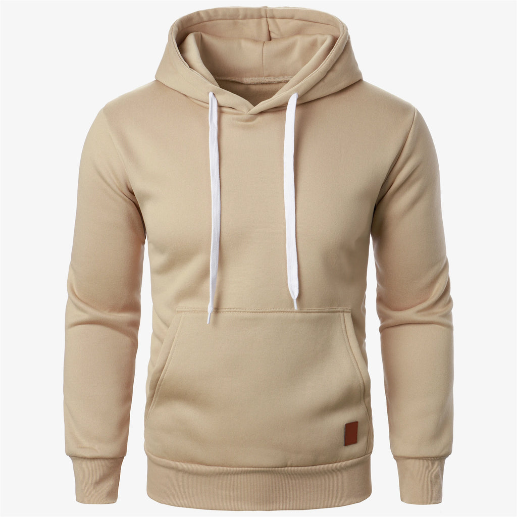 Men's autumn and winter solid color outdoor sports casual hoodie top