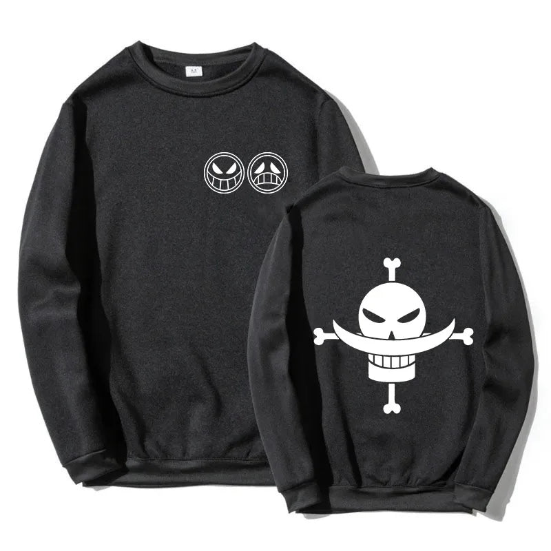 Autumn Men Anime Pirate Ace Edward Newgate Print Men's Pullover Casual Sweatshirts Unisex O-Neck Solid Hoodie Hip Hop Top