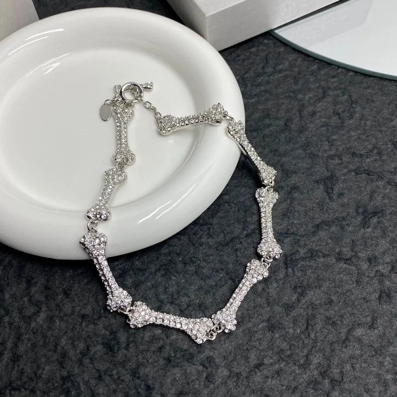 Choker Strass Corrente Clavícula Elegante