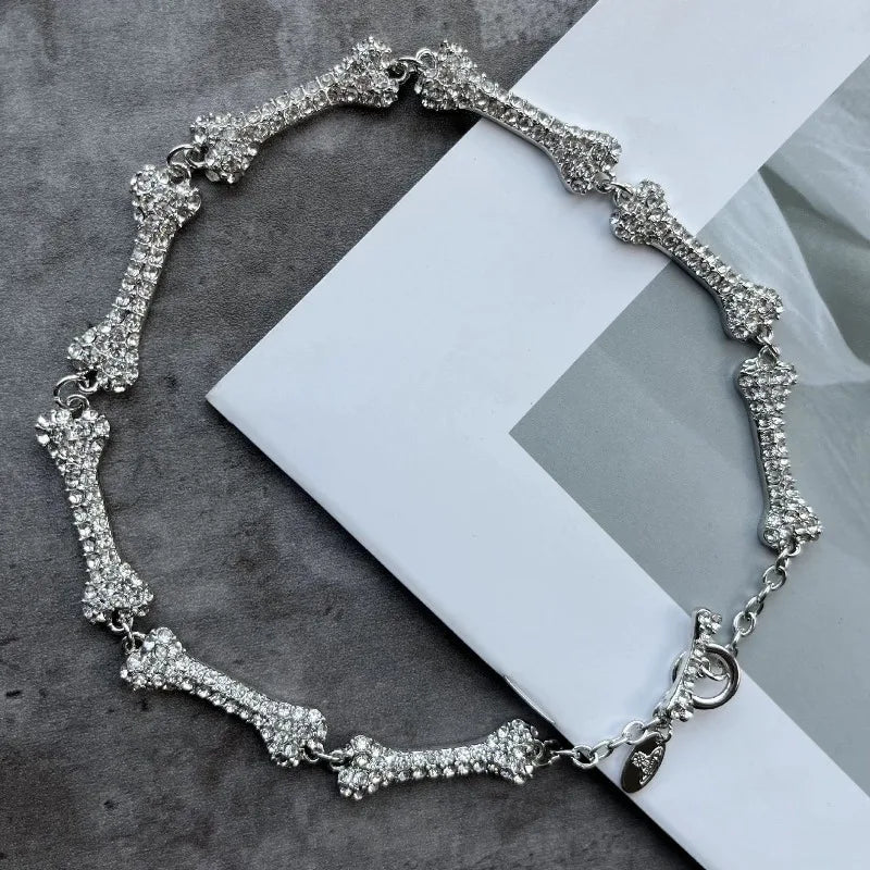 Choker Strass Corrente Clavícula Elegante
