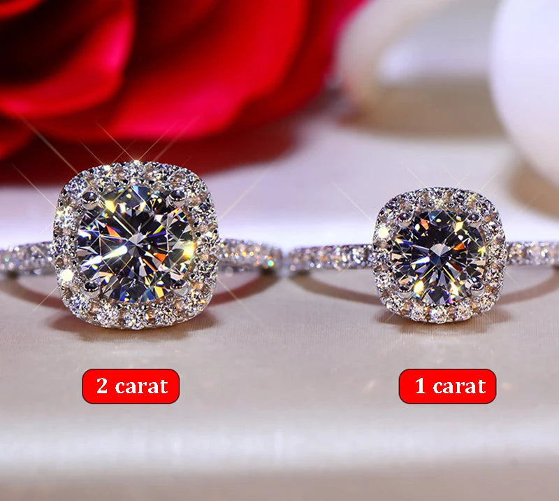 Anel Moissanite Quadrado 1-2ct Prata 925