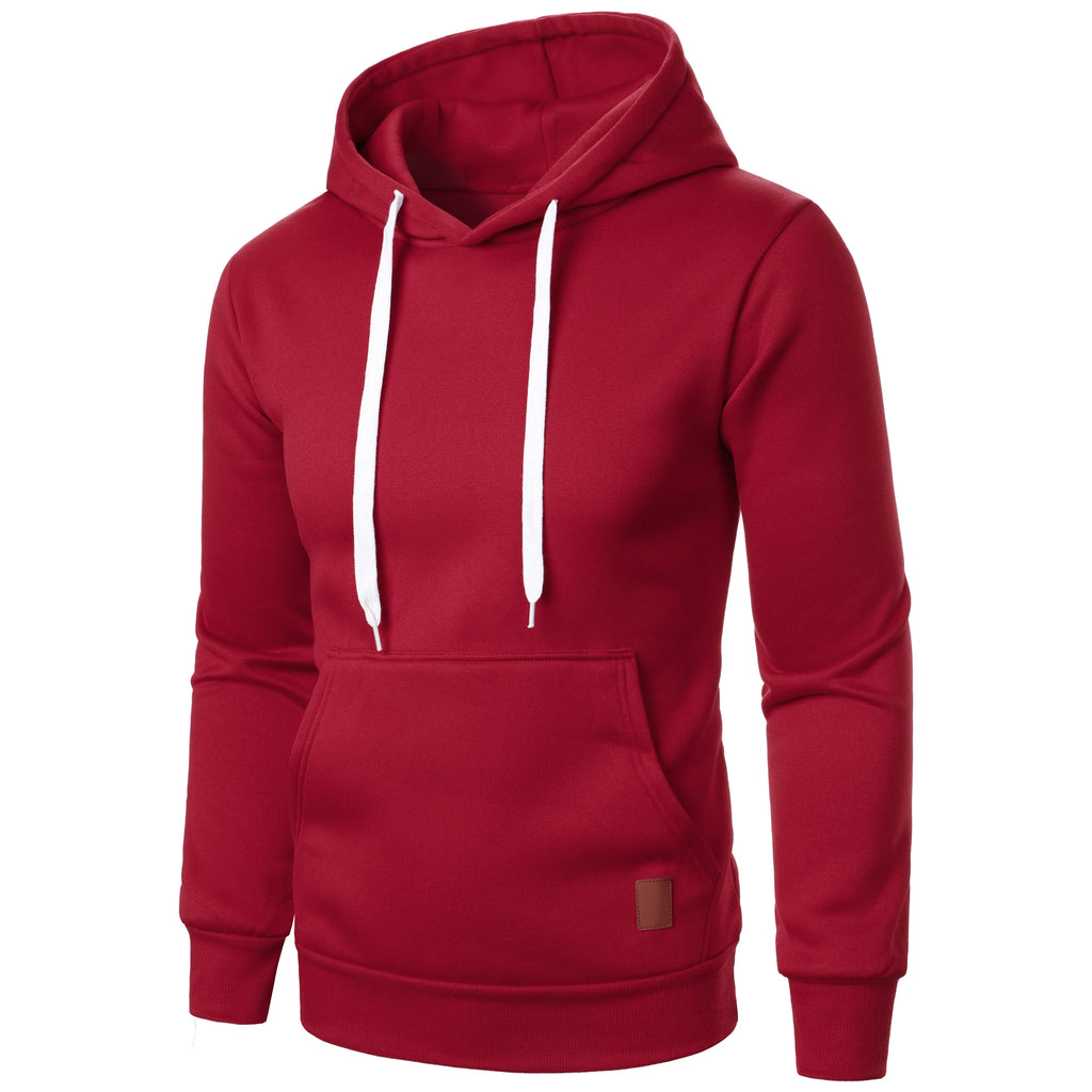 Men's autumn and winter solid color outdoor sports casual hoodie top