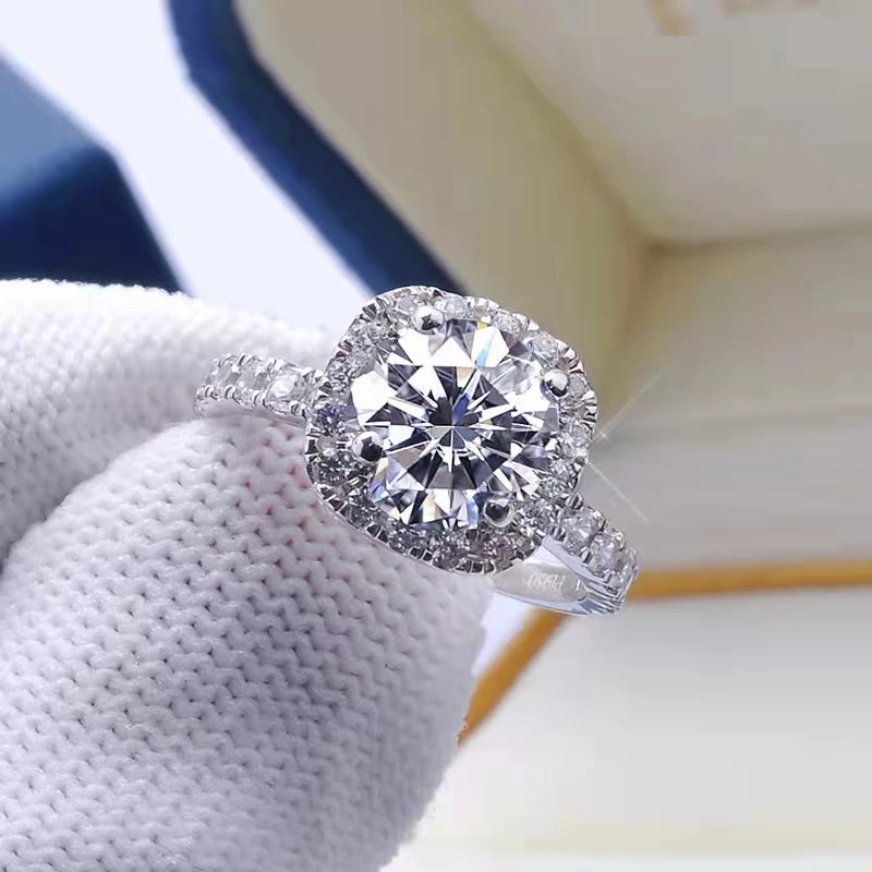 Anel Moissanite Quadrado 1-2ct Prata 925