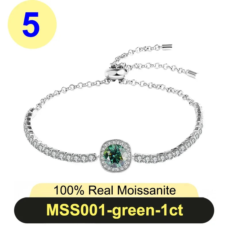 Pulseira Moissanite 1ct Prata 925 Feminina