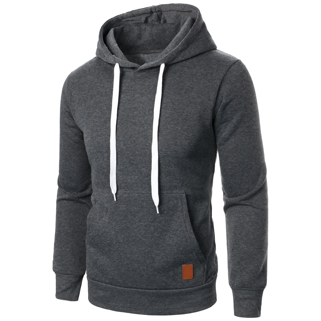 Men's autumn and winter solid color outdoor sports casual hoodie top