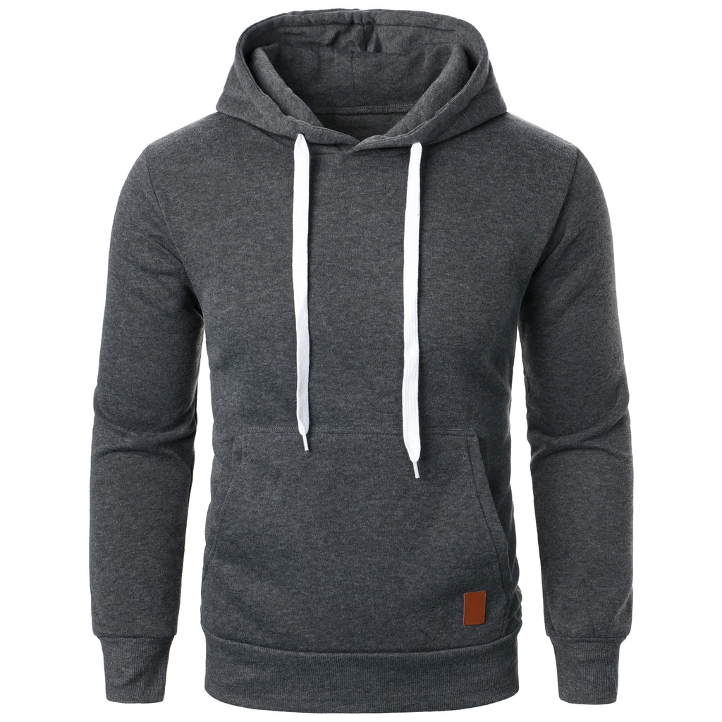 Men's autumn and winter solid color outdoor sports casual hoodie top