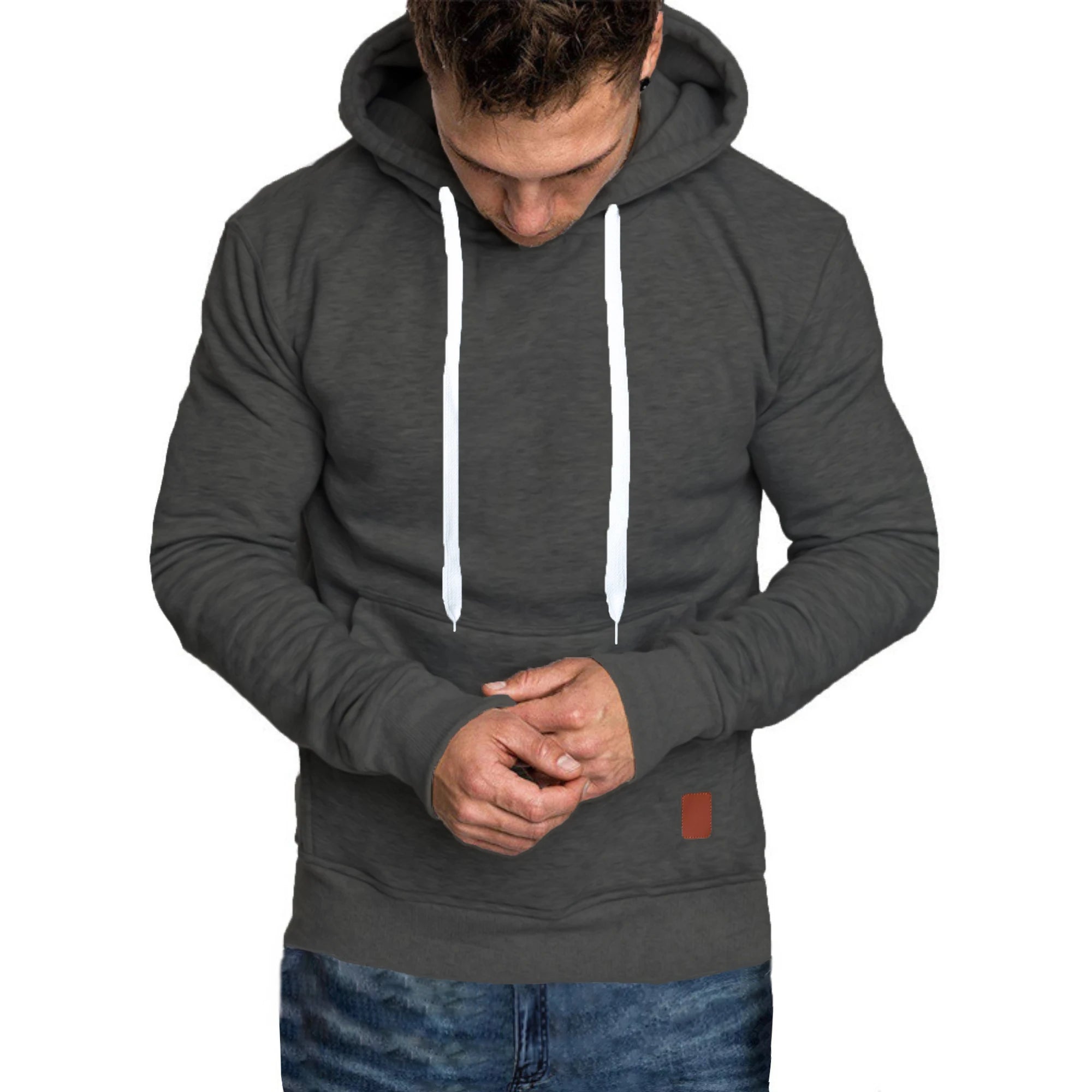 Men's autumn and winter solid color outdoor sports casual hoodie top