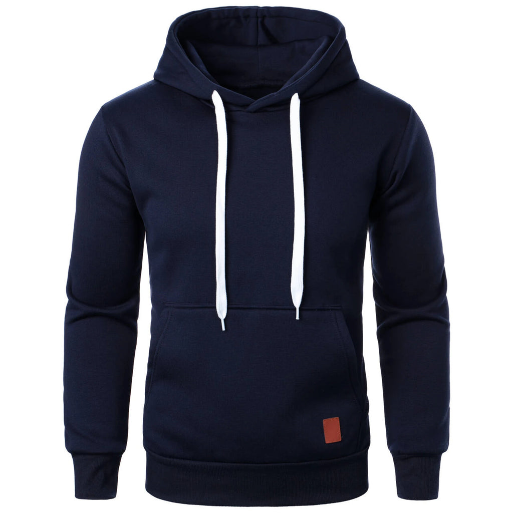 Men's autumn and winter solid color outdoor sports casual hoodie top