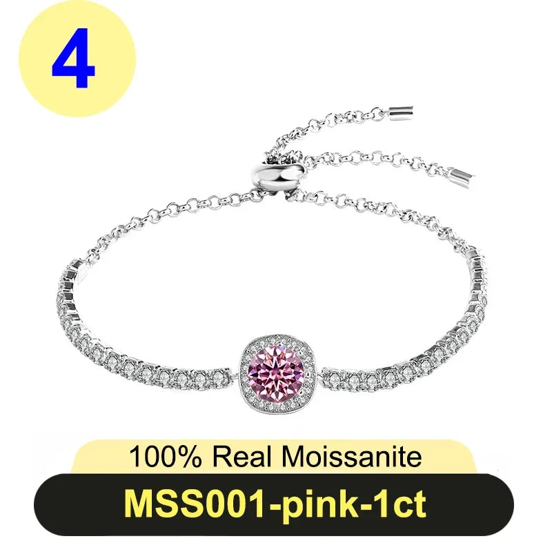 Pulseira Moissanite 1ct Prata 925 Feminina