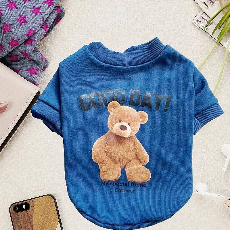 Autumn Dog Hoodies Cute Print Dog Clothing Fashion Puppy Sweatshirt Cartoon Bear Cat Hoodies Pet Pullovers Bichon Frise Costumes