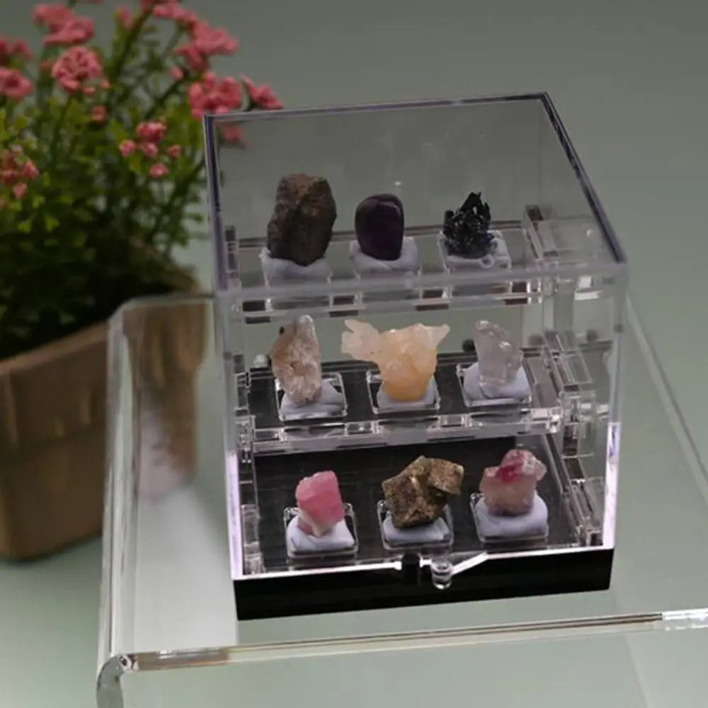 Acrylic Crystal Display Case Display Holder Organizers Stones Rocks Gemstones Collection Three-layer Display Rack Container