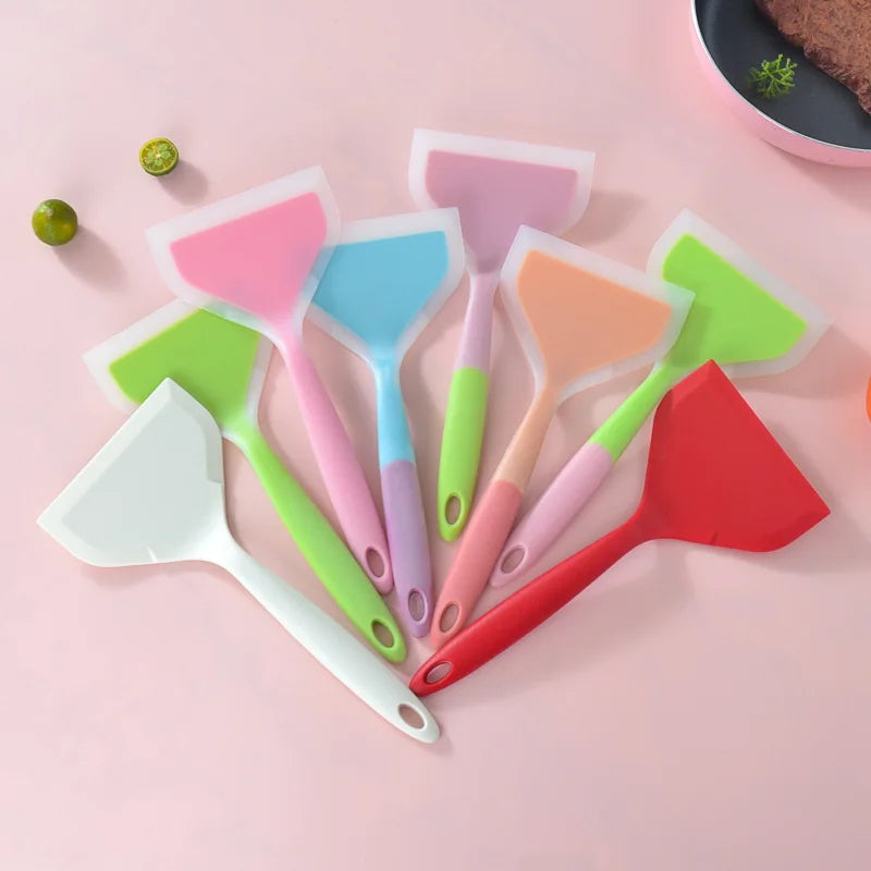 Pie Silicone Spatula Kitchen Non Stick Silicone Spatula High Temperature Resistant Beef Meat Egg Spatula Pizza Cooking Tools