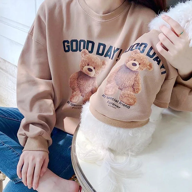 Autumn Dog Hoodies Cute Print Dog Clothing Fashion Puppy Sweatshirt Cartoon Bear Cat Hoodies Pet Pullovers Bichon Frise Costumes