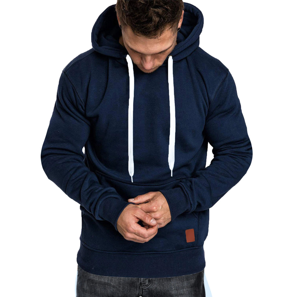Men's autumn and winter solid color outdoor sports casual hoodie top