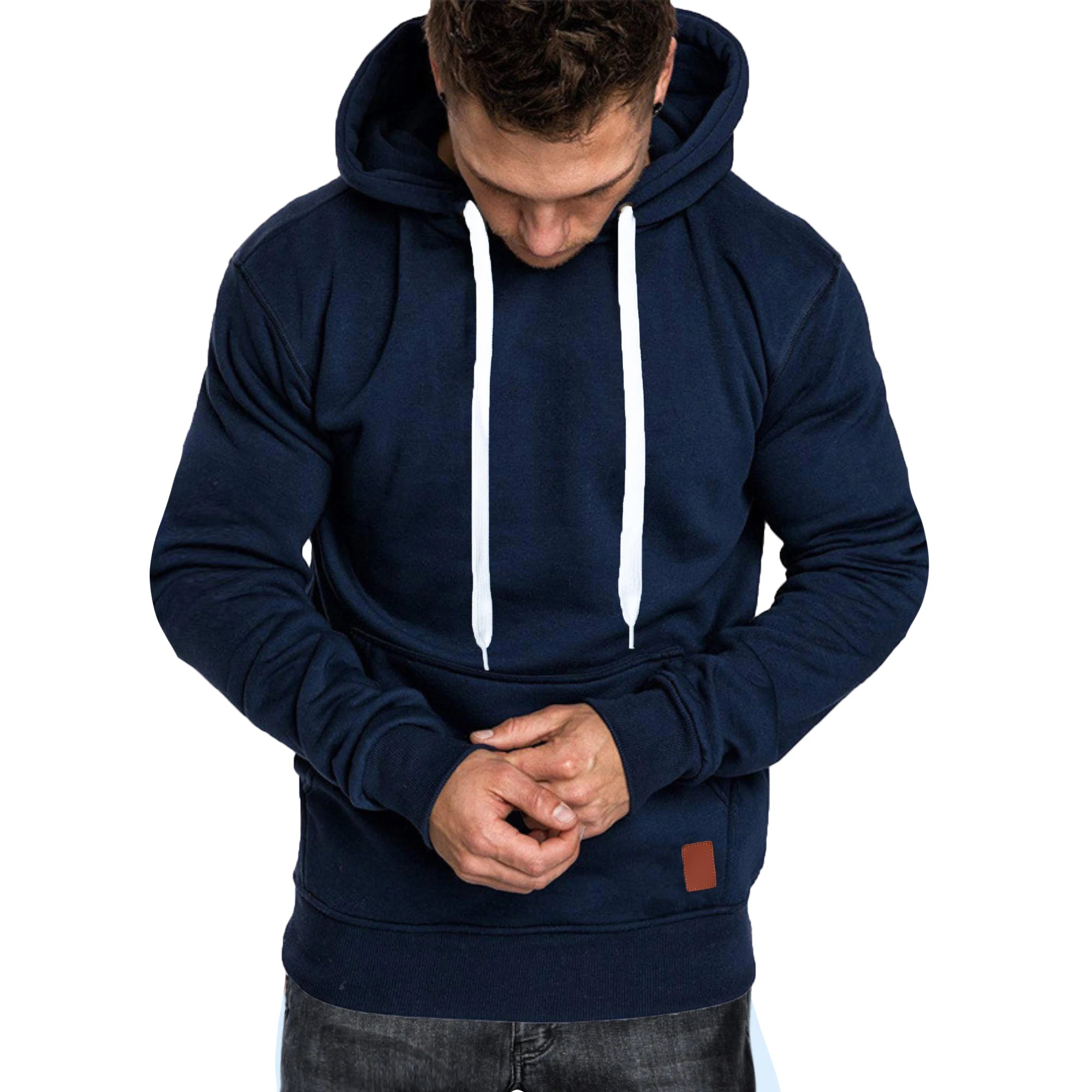 Men's autumn and winter solid color outdoor sports casual hoodie top