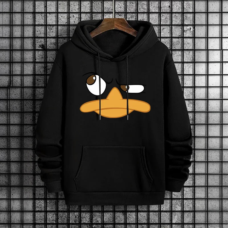 Funy Cartoon Duck Men Hoodies Male Trendy Casual Autumn Winter Style Hoody 2025 Streetwear Fashion Hip Hop Hooded Sweatshirt