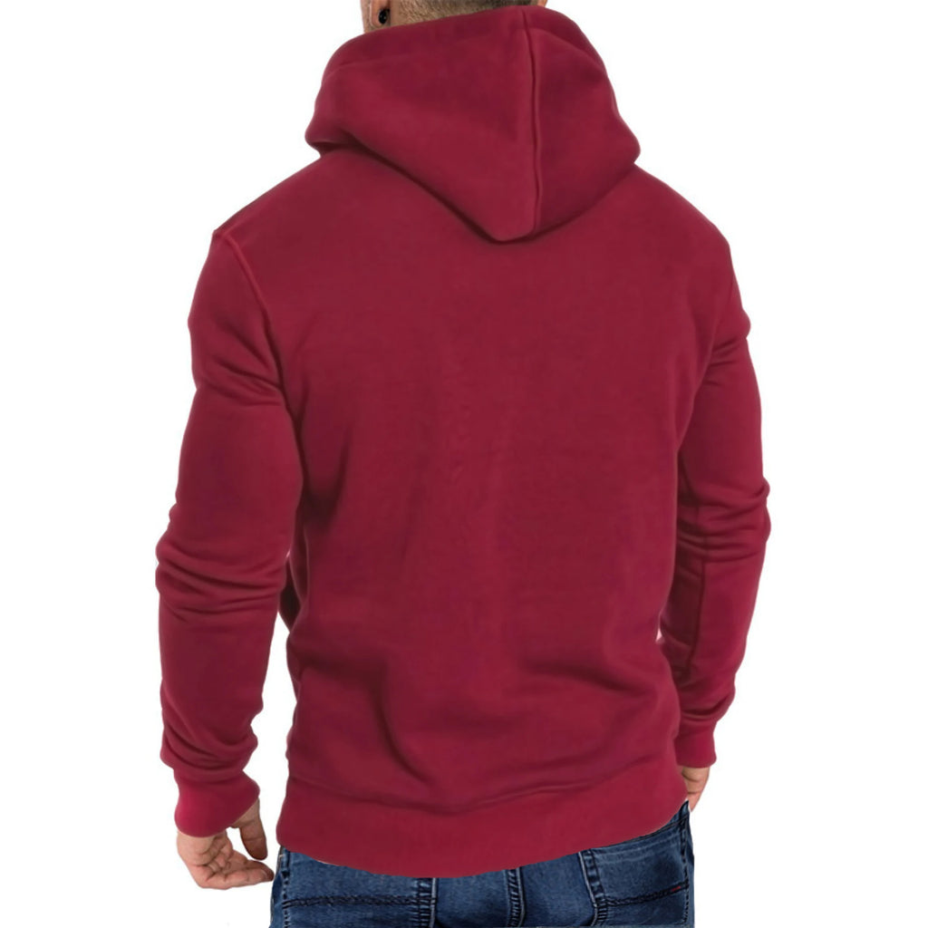 Men's autumn and winter solid color outdoor sports casual hoodie top