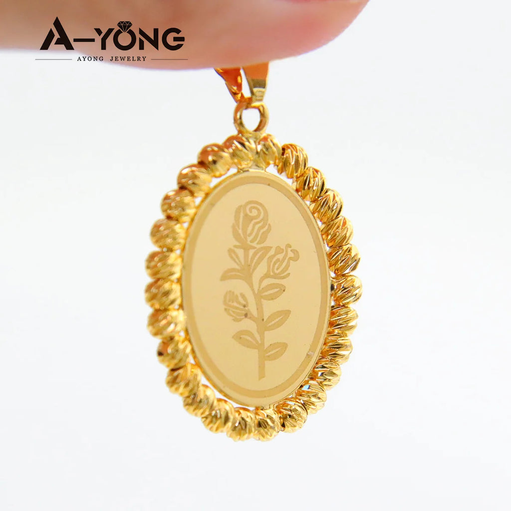 Pingente Oval Banhado a Ouro 18k Estilo Dubai